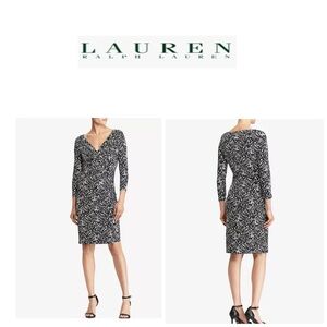 Lauren Ralph Lauren Monochrome Long Sleeve Wrap Dress 8P